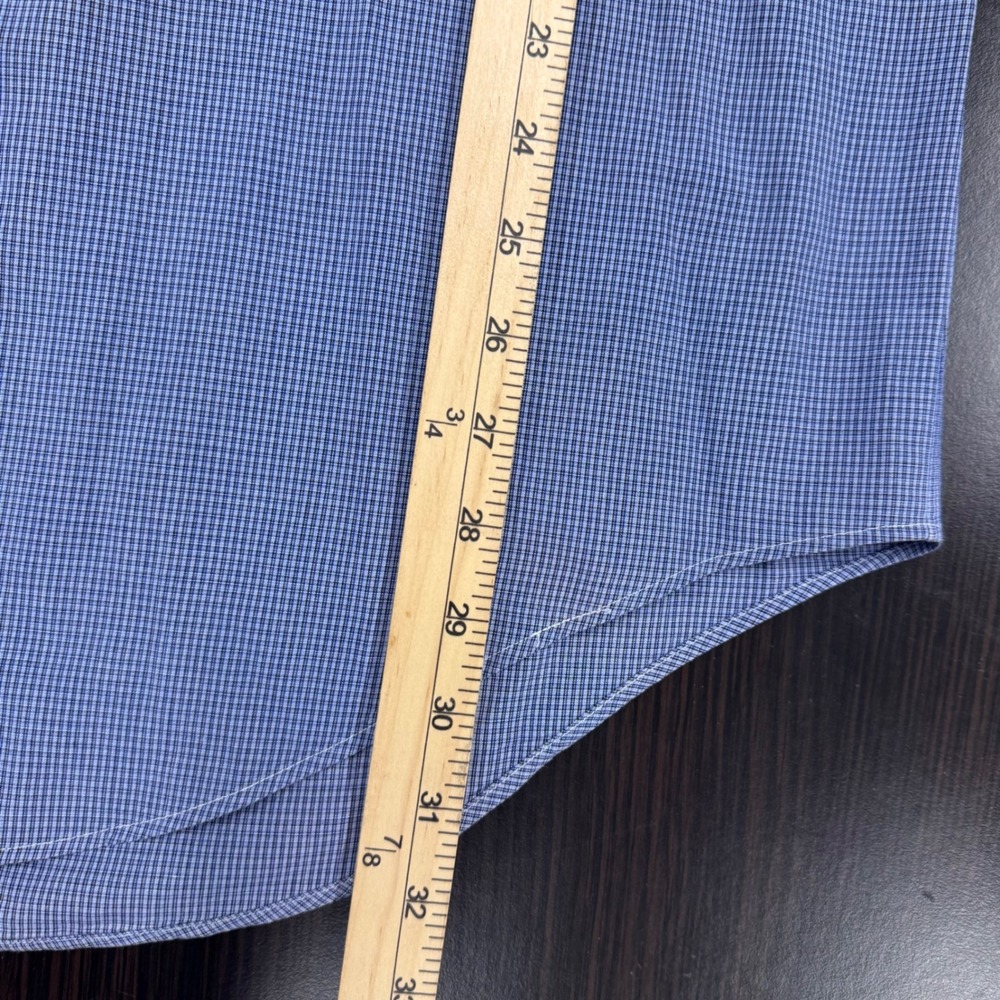 Ralph Lauren Yarmouth Shirt Mens 16 34/35 Blue‎ Micro Check Excellent Cotton LS - Picture 5 of 8